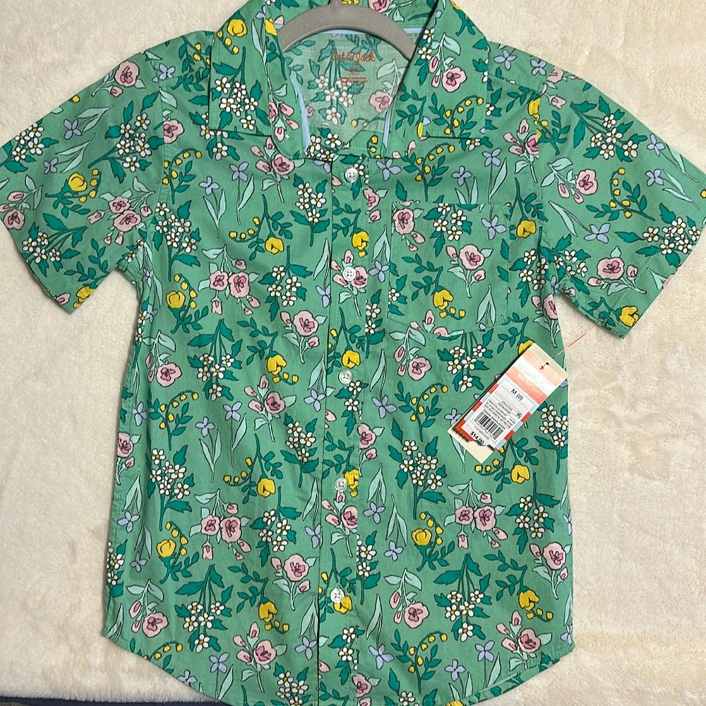 Cat and Jack boys Spring Floral Button-down (M)
